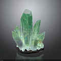 Green Transparent Crystal Cluster With Prismatic Sharp Edges And Brown Base