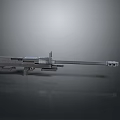 Silver Long Barreled Gun With Mechanical Parts On Gray Reflective Background