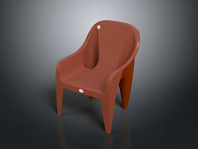 Modern Brown Plastic Chair With Ergonomic Backrest Armrests Textured Surface And Sturdy Legs 3d model