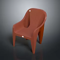 Modern Brown Plastic Chair With Ergonomic Backrest Armrests Textured Surface And Sturdy Legs