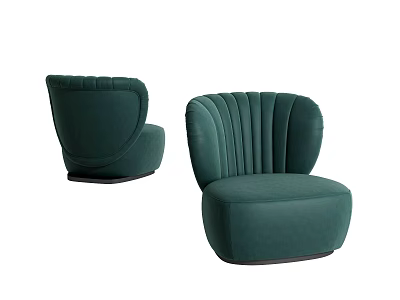 Elegant Modern Green Single Sofa With Velvet Upholstery And Pleated Back Design 3d model