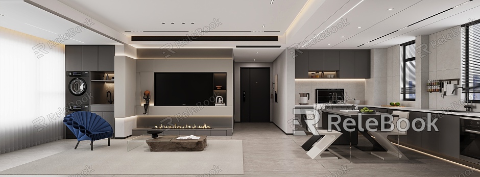 Modern black and white gray furniture decoration model