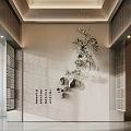 Chinese Zen Style Wall Hanging With Olive Branches And Stones For Interior Decor