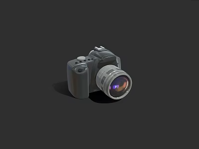 Vintage Black Camera With Large Detachable Lens In 3D Rendering Design 3d model