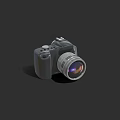 Vintage Black Camera With Large Detachable Lens In 3D Rendering Design
