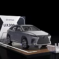 Modern Display Shelves Showcasing Lexus UX300 Car in Exhibition Booth Setup