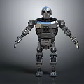 Silver Metallic Robot With Mechanical Armored Body And Futuristic Design Features 3d model