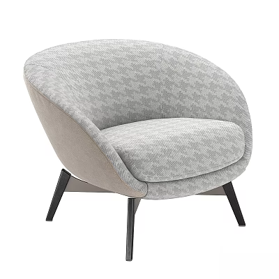Comfortable Modern Gray Herringbone Pattern Upholstered Accent Chair With Black Legs 3d model
