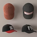 Fashionable Baseball Caps with Brown Black MARVEL DC FBI Logo Designs