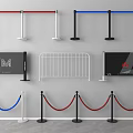 Various Fence Types Featuring Metal Barriers Rope Stanchions and Advertising Panels