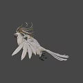 Game Animated White Parrot Character With Spread Wings And Yellow Head Feathers