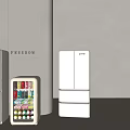 Modern White Refrigerators and Freezers with Mini Beverage Cooler in Minimalist Interior