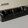 Designer Black Leather Two Seater Sofa With Modern Style And Plush Cushions