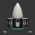 Futuristic Rocket Model With White Conical Top Black Structure And Blue Lights 3d model