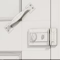 Silver Metal Door Handle With Black Latch On Beige Wooden Door