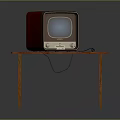 Vintage Television Placed On Wooden Table With Retro Design