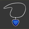 Sparkling White Chain Necklace With Blue Heart Shaped Pendant And Silver Border