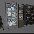 Multi Tiered Magazine Display Racks With Metal Frames And Various Publications