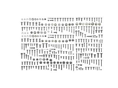 Various Types of Metal Nails and Fasteners with Different Sizes and Shapes 3d model