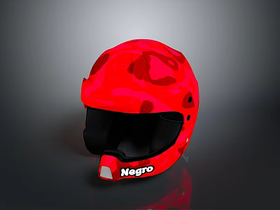 Red Colored Negro Brand Helmet Designed As Protective Weapon Accessory 3d model