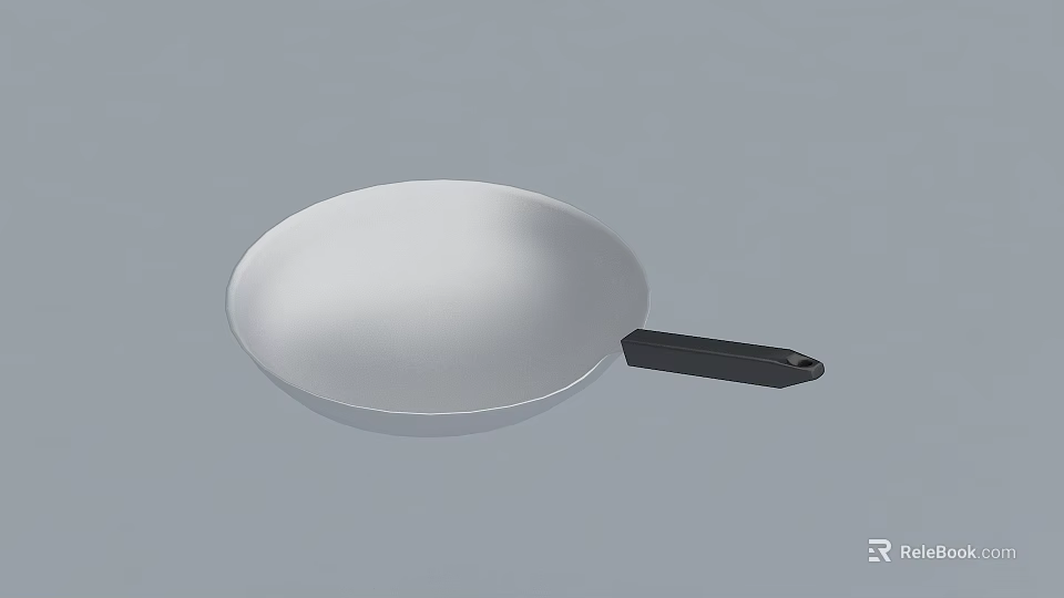 Modern White Frying Pan With Black Handle For Home Kitchen Cooking 3d model 