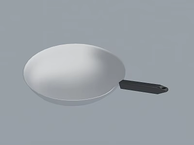 Modern White Frying Pan With Black Handle For Home Kitchen Cooking 3d model