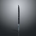 Modern Decorative Knife With Black Patterned Blade And Silver Handle