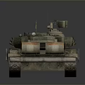 Military Armored Tank Vehicle with Camouflage Paint Long Cannon Tracks and Turret