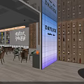 Modern Sports Bar Interior With Wine Racks TV Neon Sign And Seating