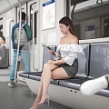 Multi-person woman subway beauty street shooting bus women men sitting posture mobile phone glue 3d model