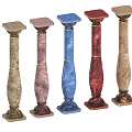 Colorful Decorative Roman Columns With Intricate Patterns Golden Bands And Square Bases
