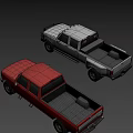 White and Red Double Cab Pickup Trucks 3D Render with Classic Design