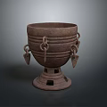 Dark Brown Decorative Iron Container With Rings And Hollow Base For Daily Life