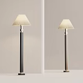Modern Floor Lamp With Pleated Shade And Black Brown Stand For Home Decor