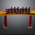 Roller Coaster Structure With Orange Track Red Pillars And Seats