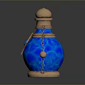 Blue Decorative Living Bottle With Golden Star Shaped Pattern Chain And Base Design