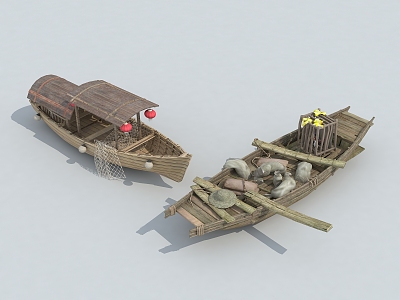 Wooden boat fishing boat Chinese boat antique boat 3d model