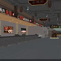 Supermarket Quality Fresh Meat Shopping Zone with Chinese Style Signs Lightbox Ads Counter Display and Spacious Aisle