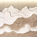 Mountain Shaped Wall Decor With Marble Texture And Wooden Lines Design