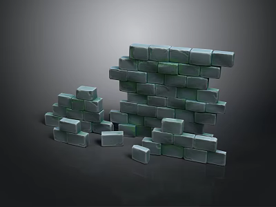 Green Scene Building Blocks Stacked 3D Structure With Gray Background And Decorative Cubes 3d model