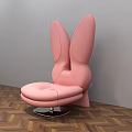 Pink Unique Shape Sofa With Bunny Ear Design And Modern Leather Finish