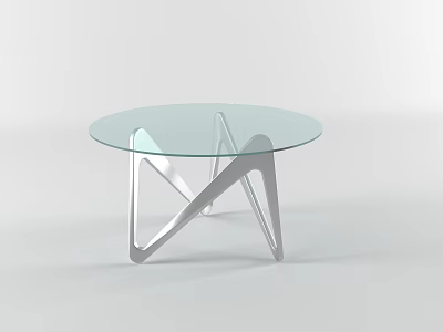 Modern Round Coffee Table With Glass Top And Geometric Metal Legs 3d model