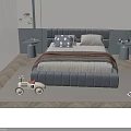 Modern Soft Upholstered Grey Children Bed For Cozy Minimalist Kids Bedroom Interior Decor