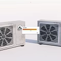 Two Modern Grey Air Cooler Fans with EVERY Logo and Grille Design on White Background