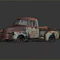 Vintage Rusty Truck With Red And Blue Rust Patina And Reflective Surface