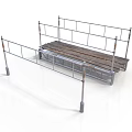 Metal Frame Bench Furniture With Wooden Slats And Support Legs