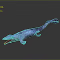 Blue Aquatic Reptile Model With Open Mouth Red Interior And Textured Skin