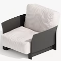 Modern Single Sofa with White Cushions and Black Armrest Frame Design Style