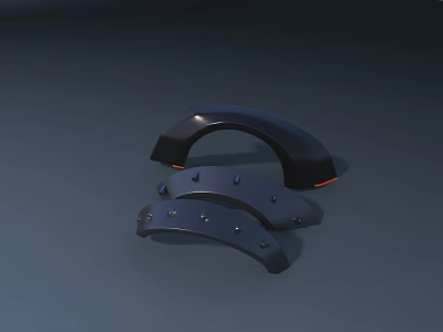 Modern Black Headphone Speaker With Curved Design Red Edges And Protruding Dots 3d model