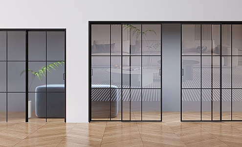 Glass sliding door frosted glass sliding door 3d model